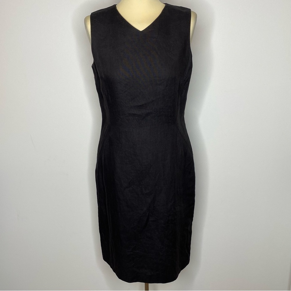 Talbots Vintage Black Irish Linen Sheath Dress